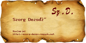Szorg Dezső névjegykártya